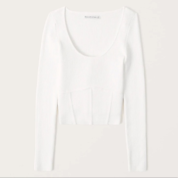 Abercrombie & Fitch Scoopneck Corset Sweater Knit Top - Picture 3 of 7